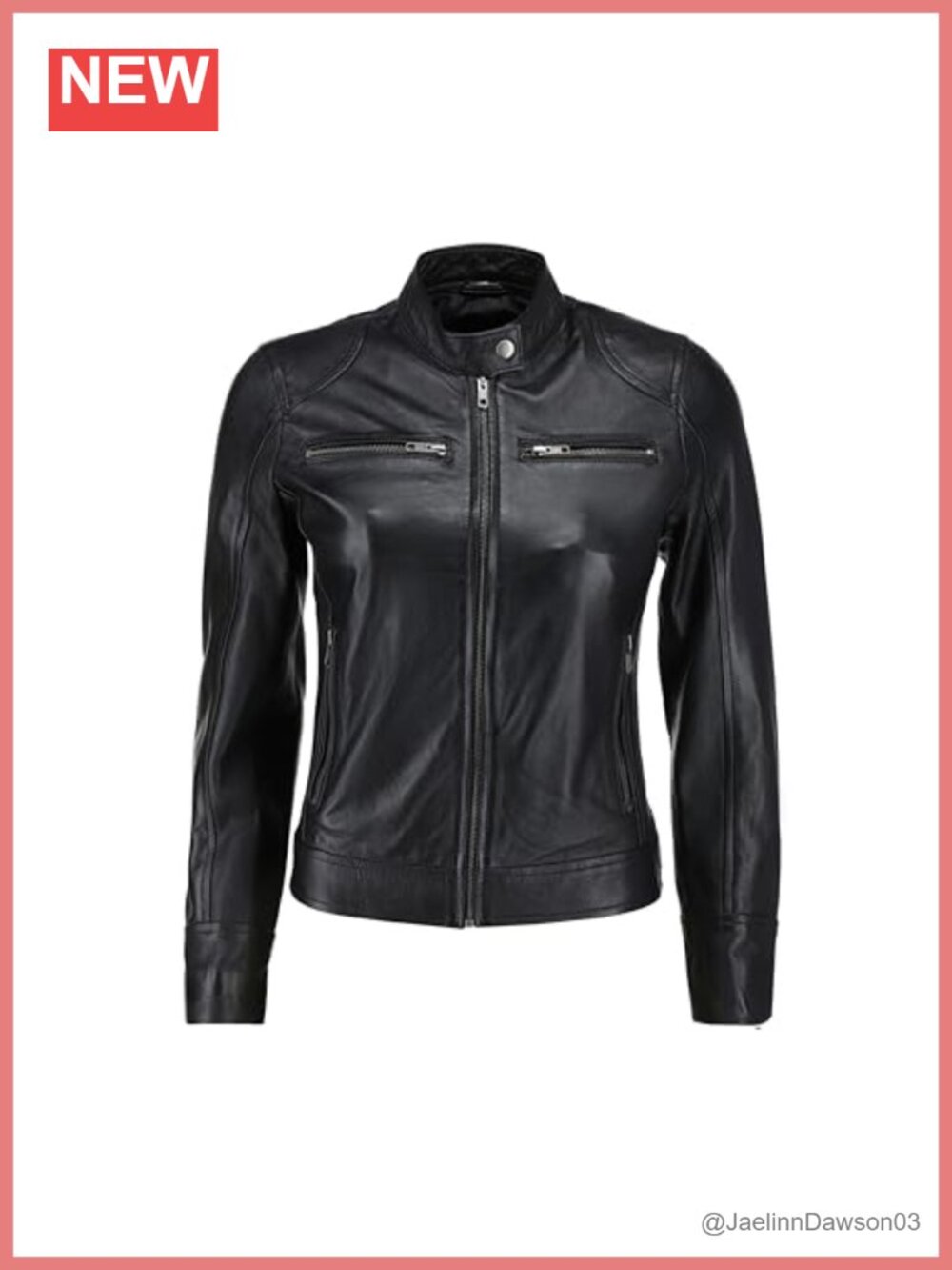 Real Lambskin Leather Jacket Women Soft Sleek Cafe Racer Biker Moto
